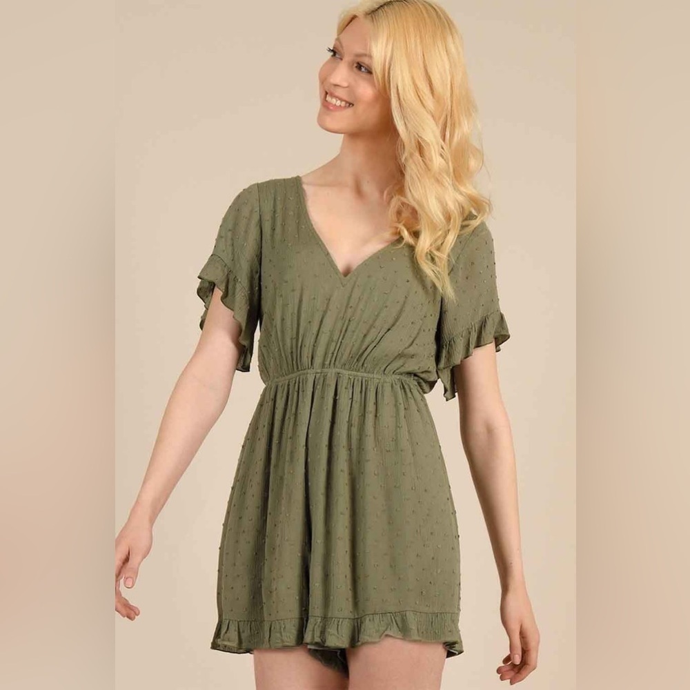 Molly Bracken Tie Back Romper Green Medium